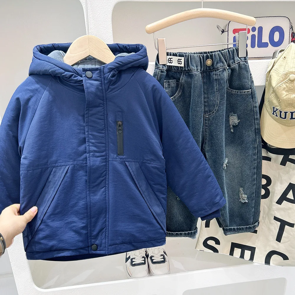 Abrigo acolchado infantil de invierno con capucha y forro polar - imagen 2