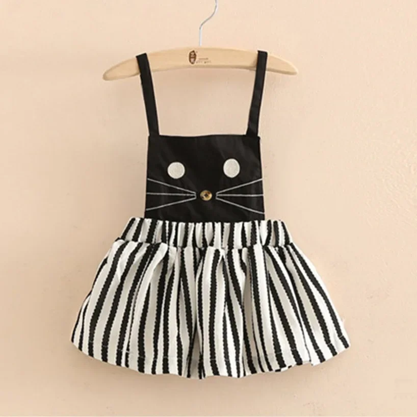 Vestido de verano para niña con tirantes y estampado gatos