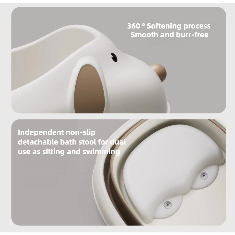 Bañera plegable para bebé con base antideslizante portátil