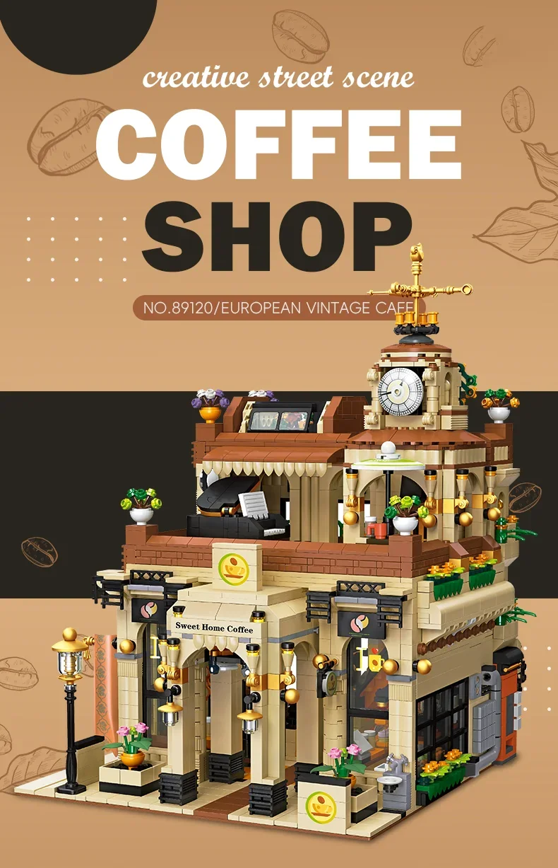 Cafetería europea vintage con detalles cremosos