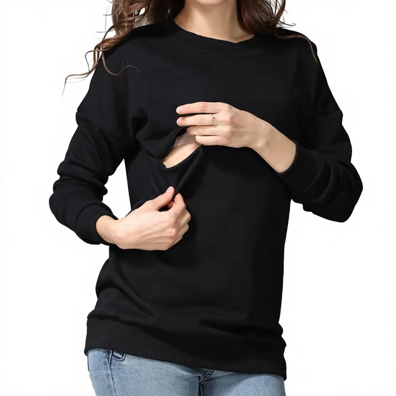 Sudadera con capucha de lactancia de invierno en algodón grueso - imagen 3