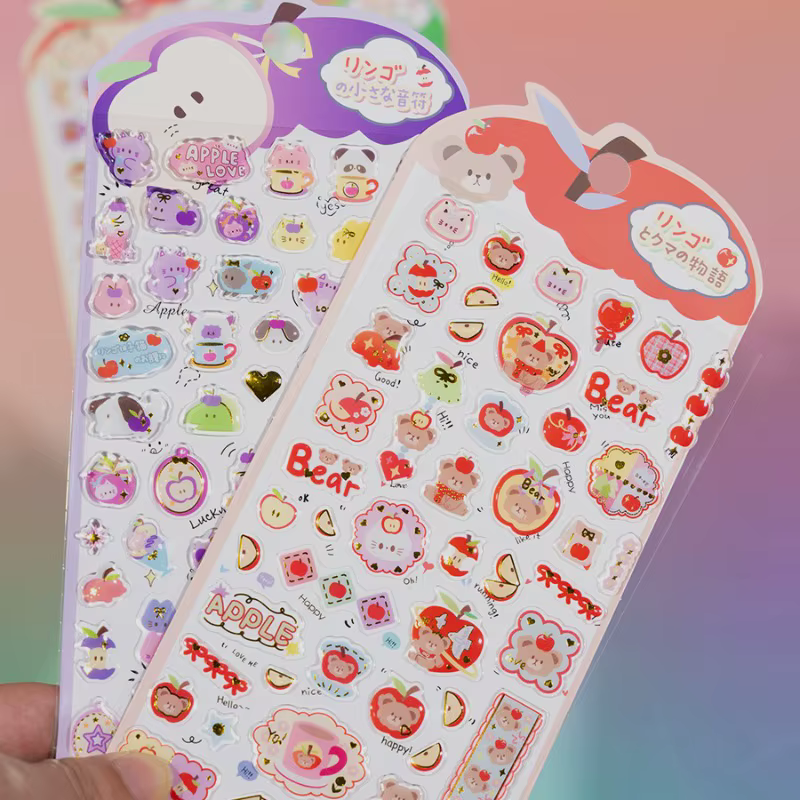Pegatinas infantiles Puffy 3D para diario, osos y animales