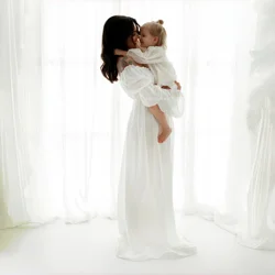 Vestido de maternidad de algodón blanco para sesión de fotos