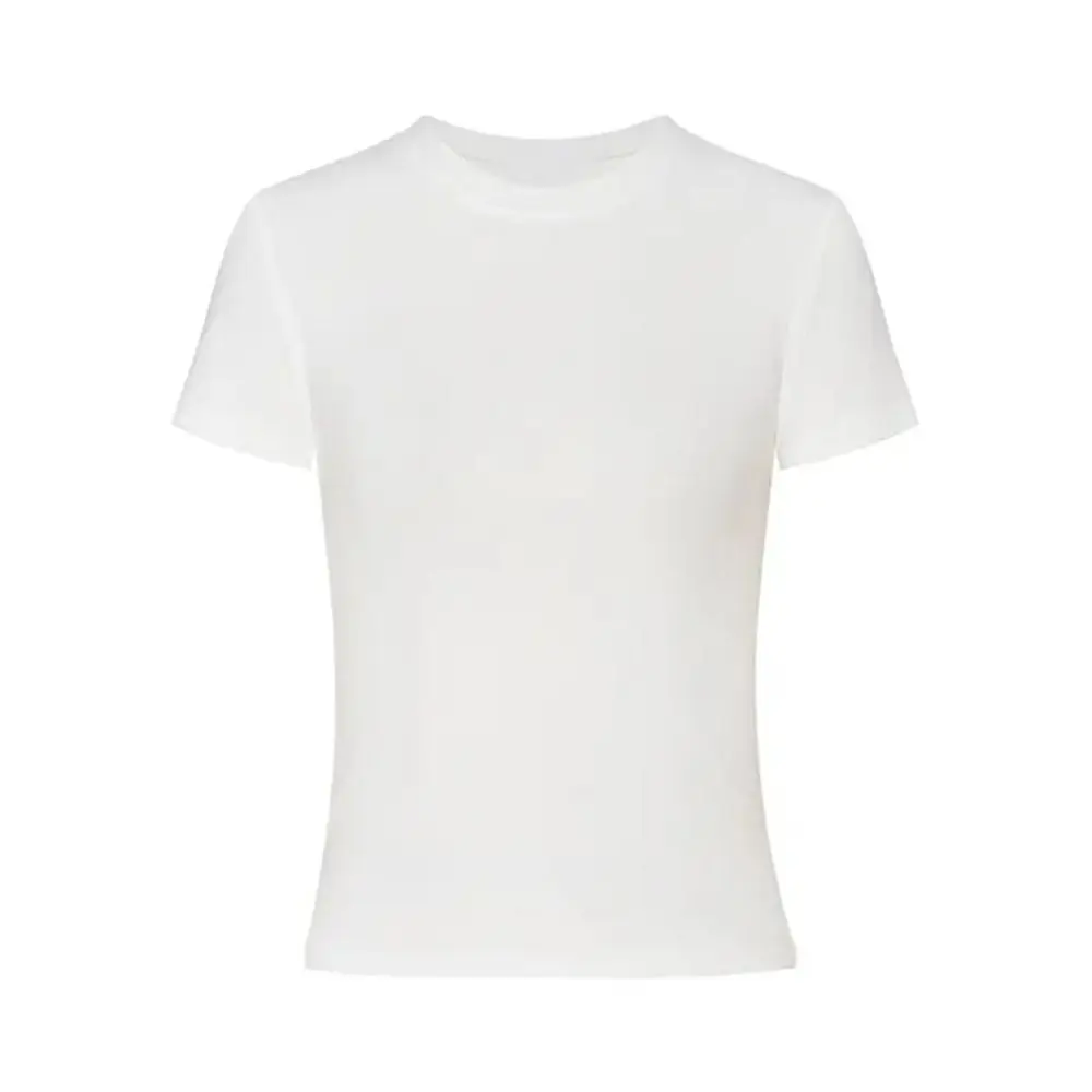 Camiseta de algodón cuello redondo ajustada manga corta