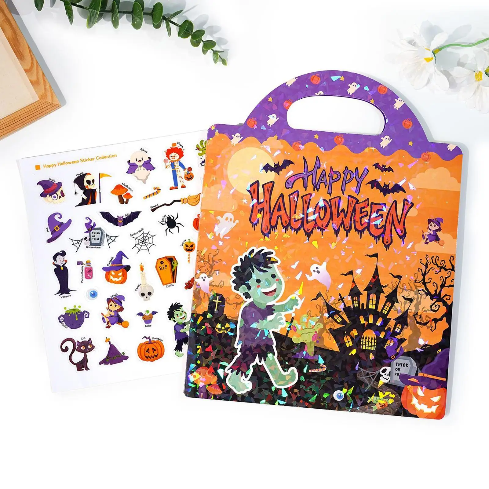 Libro de pegatinas de Halloween para niñas con actividades creativas - imagen 4