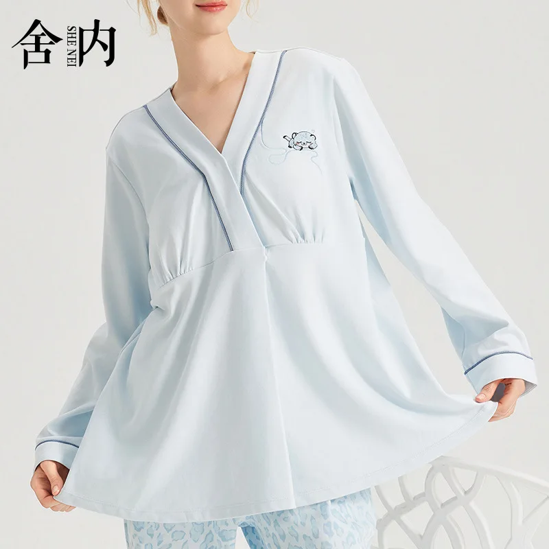 Pijama de descanso con abertura para amamantar – Algodón suave - imagen 2