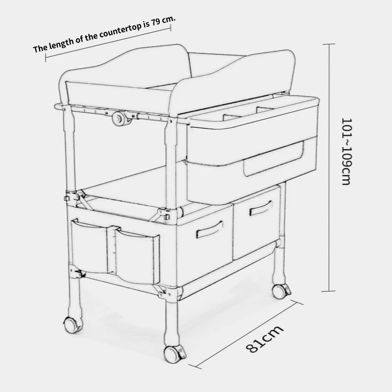 Cambiador de bebé plegable con ruedas y altura regulable - imagen 2