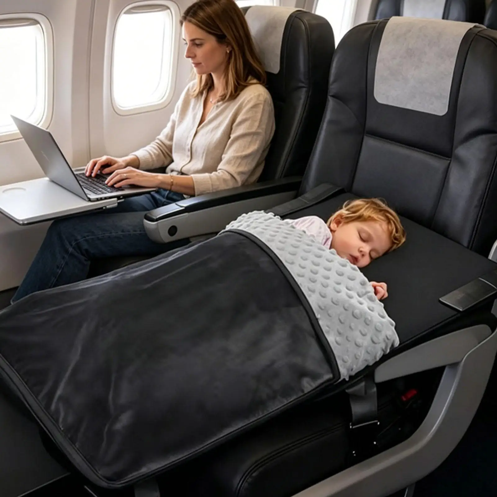 Cama de viaje portátil infantil plegable con manta para dormir - imagen 2