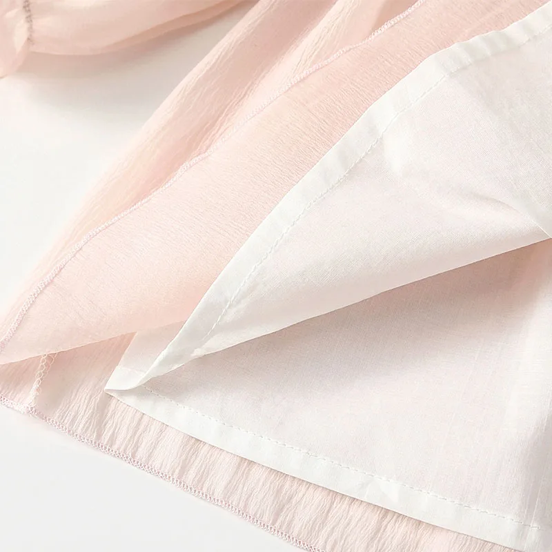 Mono bebé rosa de manga larga con lazo y cuello Peter Pan primavera - imagen 2