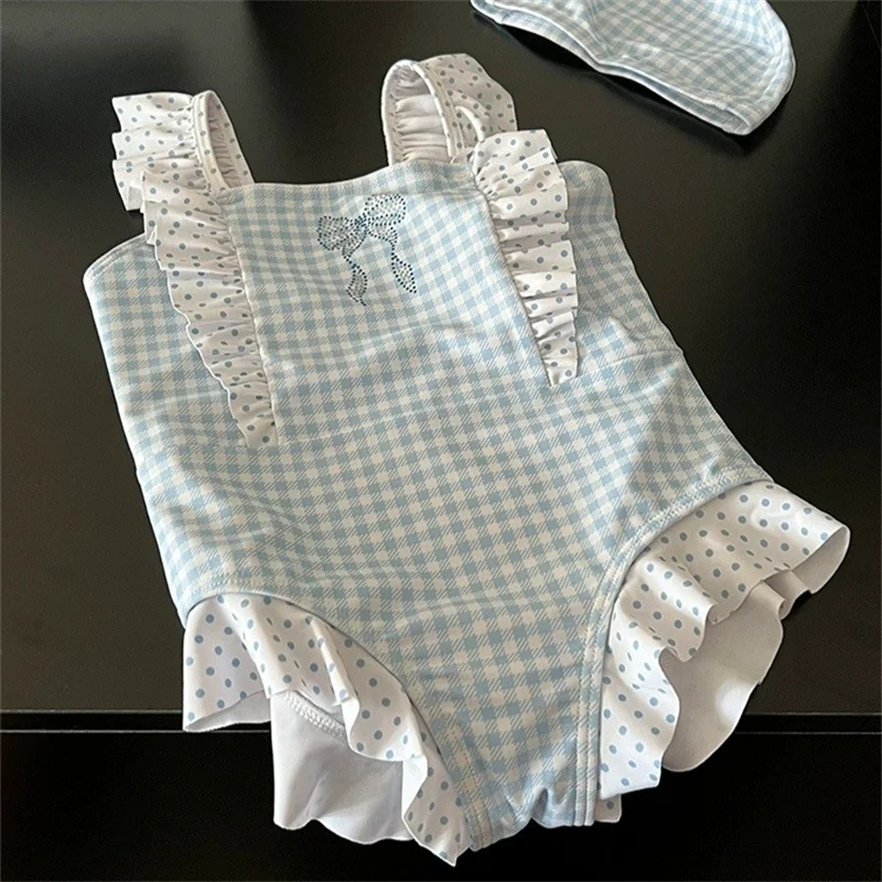 Bañador de una pieza para niña con encaje y pajarita - imagen 5