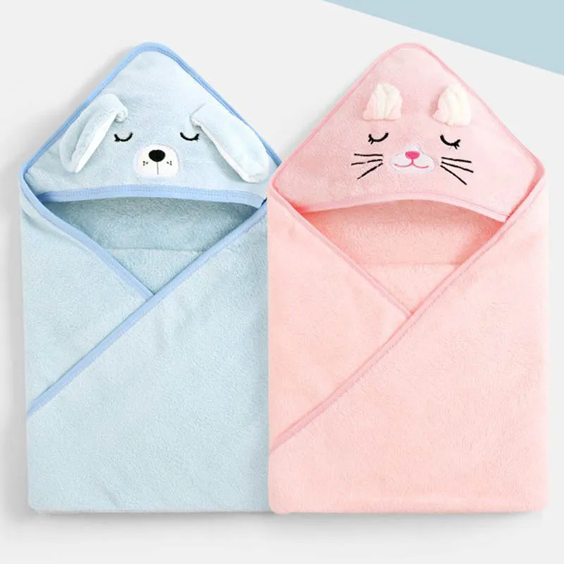 Manta envolvente con capucha oso para bebé – Albornoz suave - imagen 3