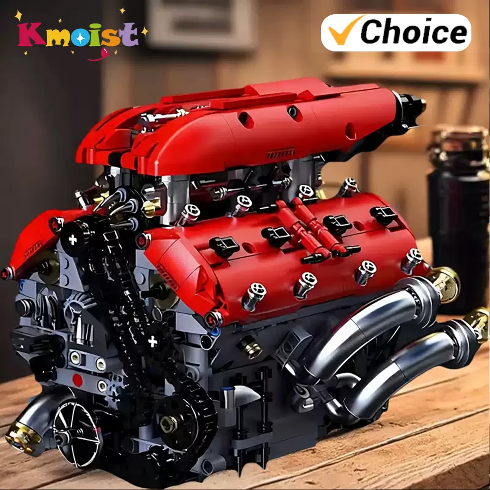 Bloques de construcción 3D motor V8 turbo motorizado - imagen 5