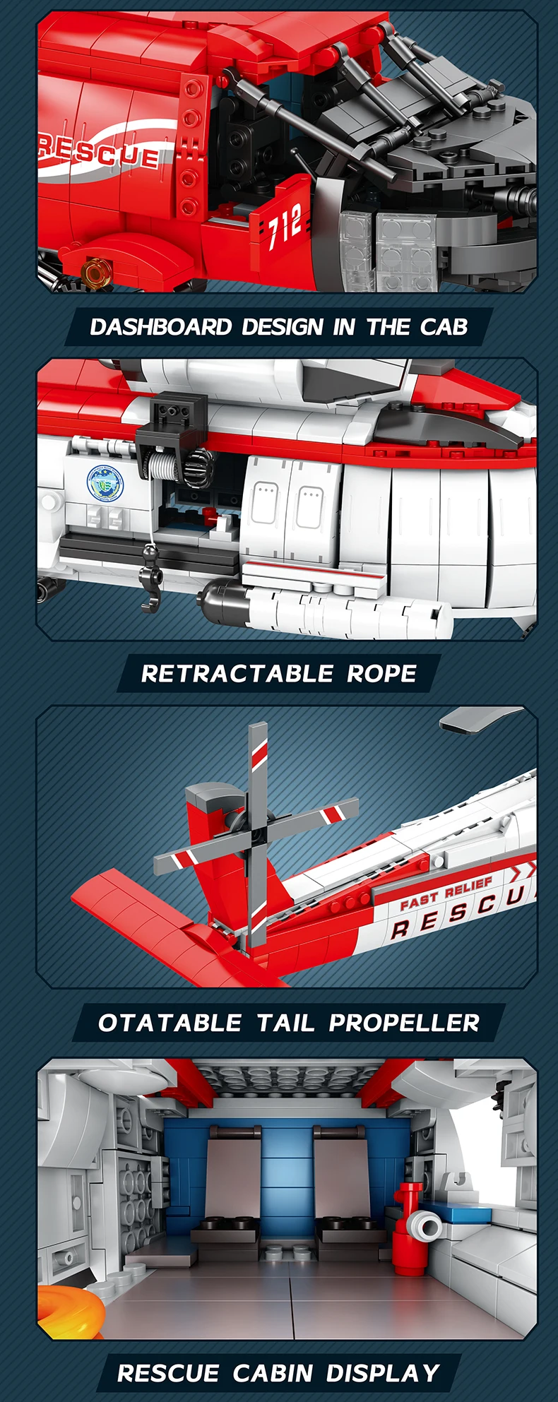 Detalle del rotor y cabina del helicóptero