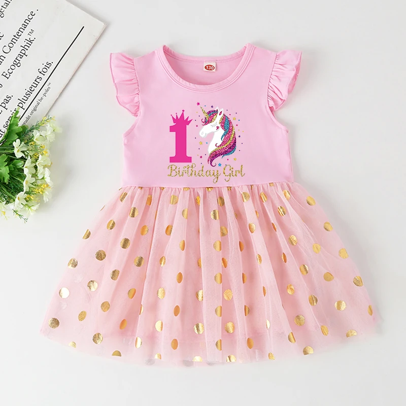 Vestido tutú unicornio para niña, rosa y festivo - imagen 4