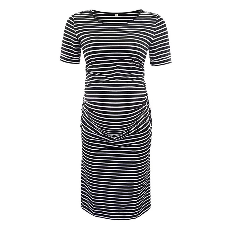 Vestido premamá a rayas de manga corta – Cómodo para el hogar - imagen 3