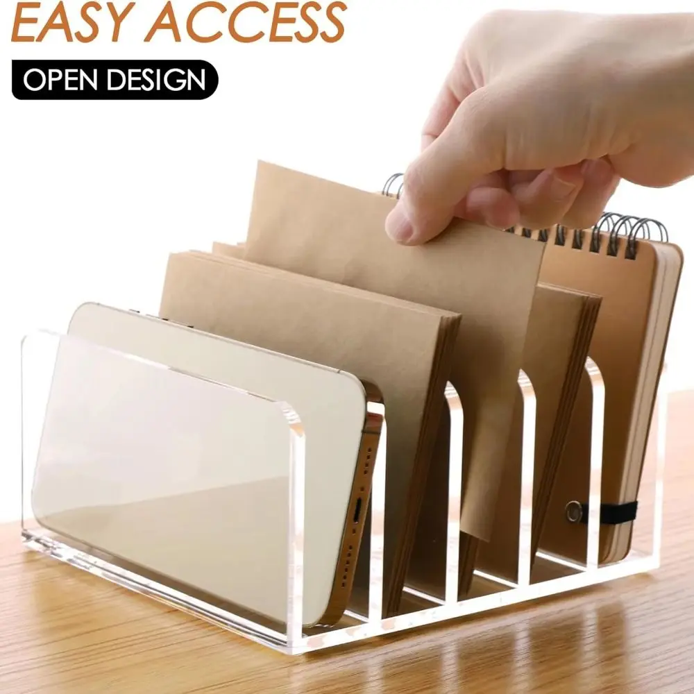 Organizador de escritorio acrílico transparente con soporte para cartas