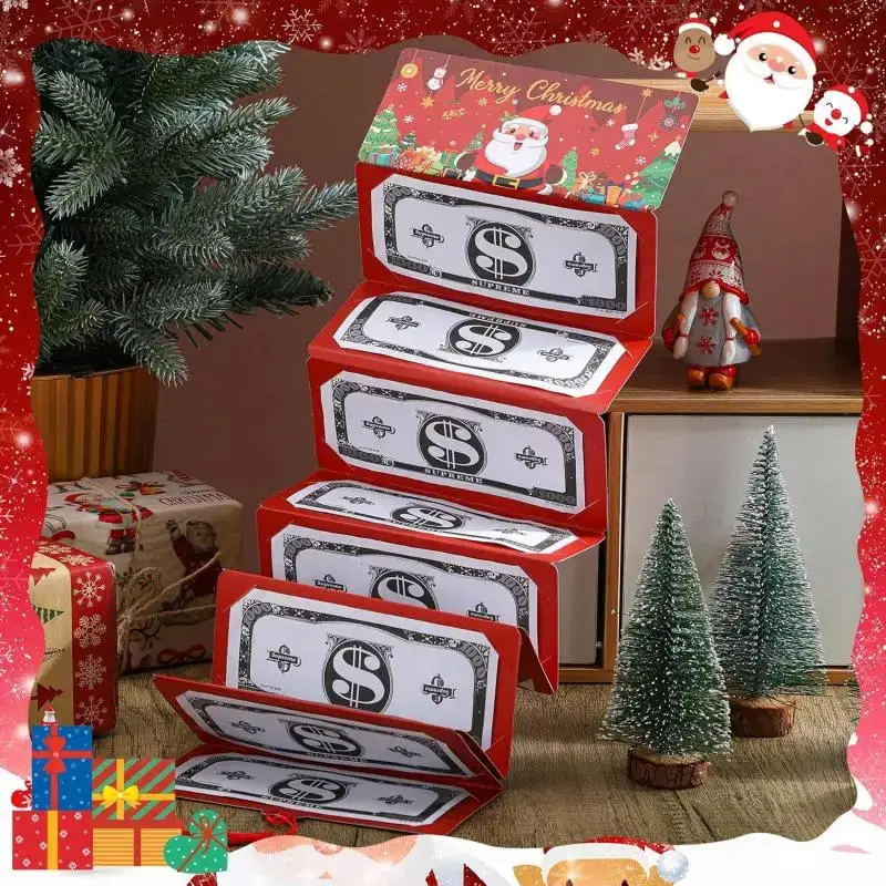 Sobre de Navidad rojo con ranuras para tarjetas Papá Noel sorpresa
