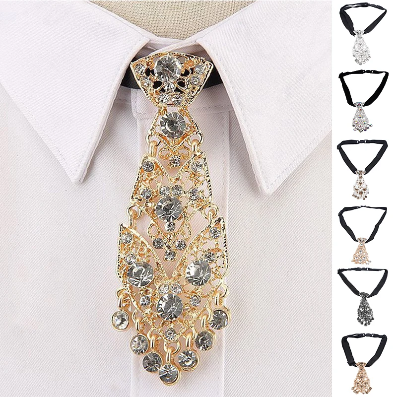 Corbata de cristal con personalidad – Diseño corto metálico para ceremonia - imagen 2