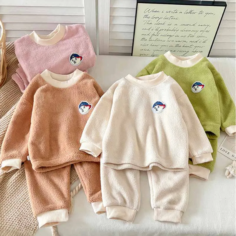 Pijama de invierno cálido de lana para niñas – conjunto - imagen 2