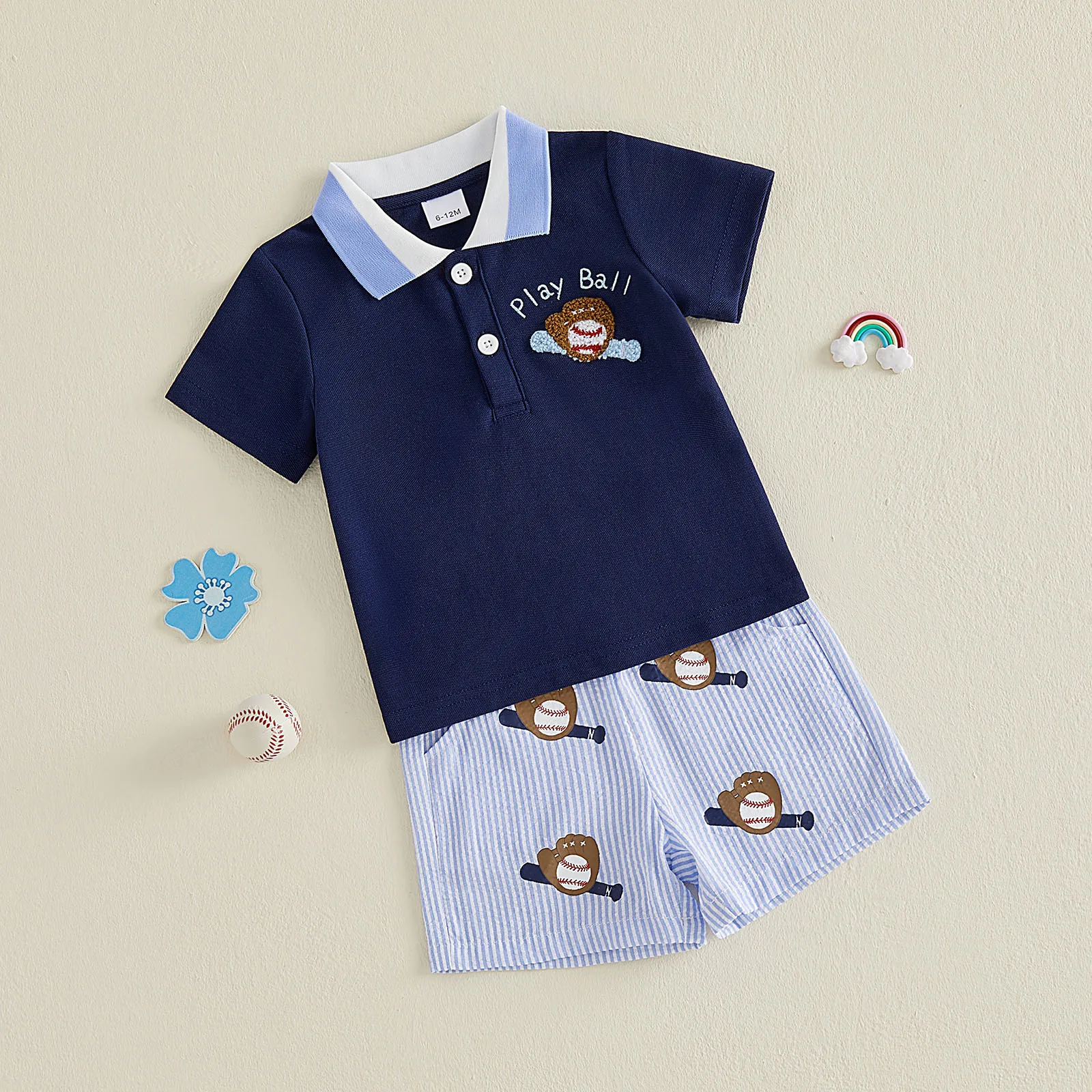 Conjunto de verano para niño: camisa y pantalones cortos a rayas - imagen 5