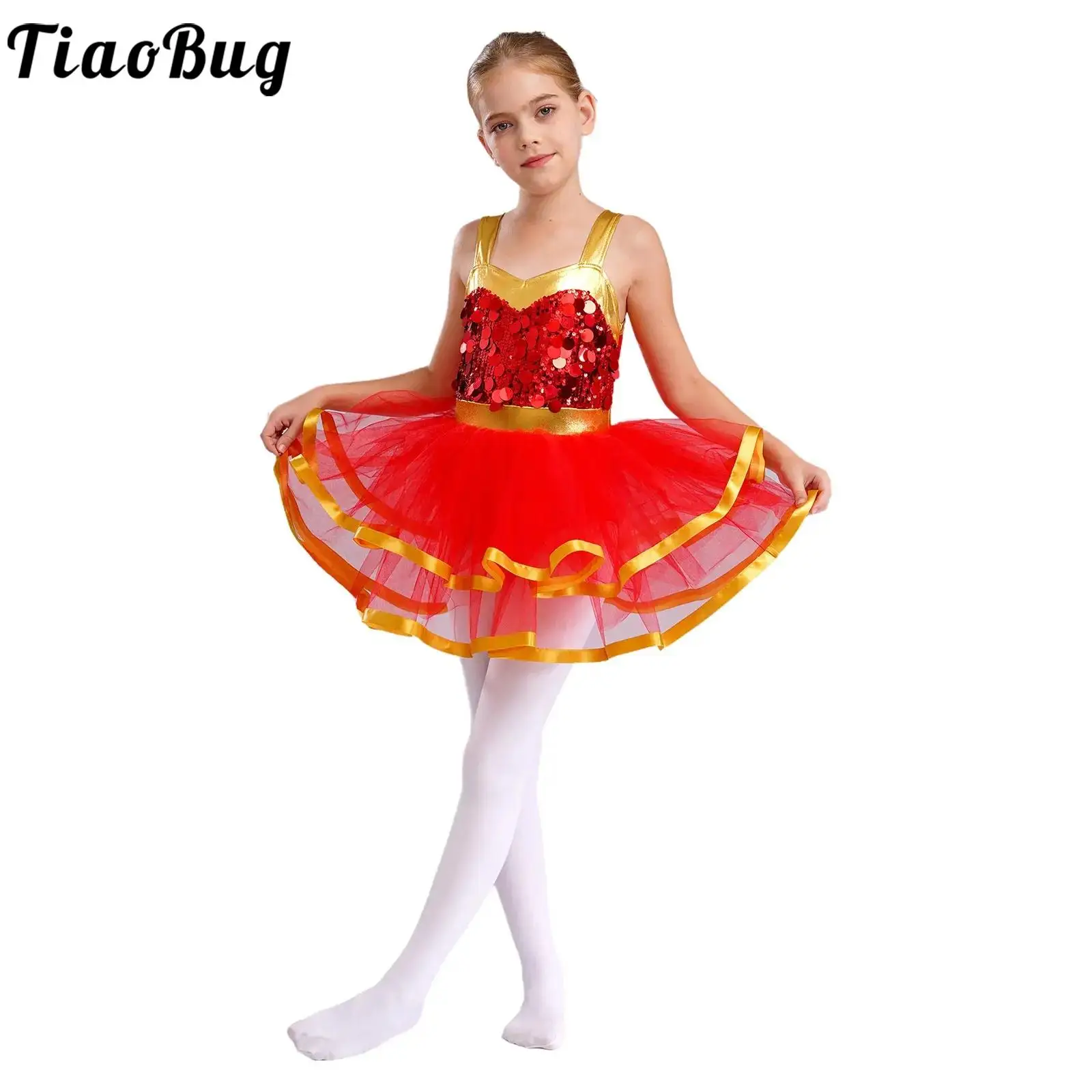 Vestido tutú de ballet con lentejuelas para niña – Baile y gimnasia - imagen 3