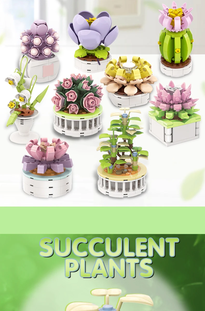 Mini jardín de suculentas construido con bloques AMAZINGBLOKS
