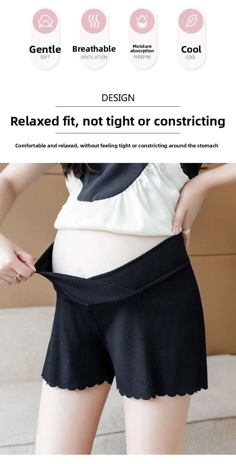 Bermudas premamá usadas como prenda exterior con look casual