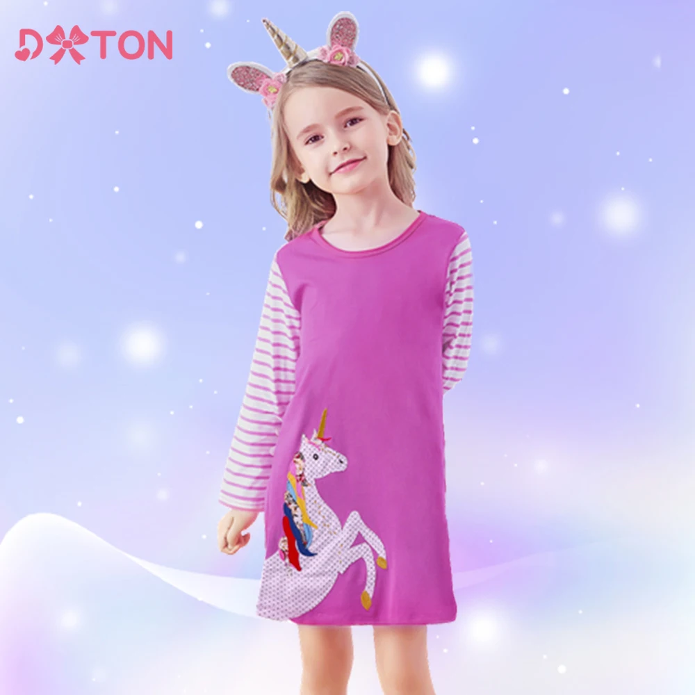 DXTON vestido de niña a rayas con aplicación para colegio - imagen 5