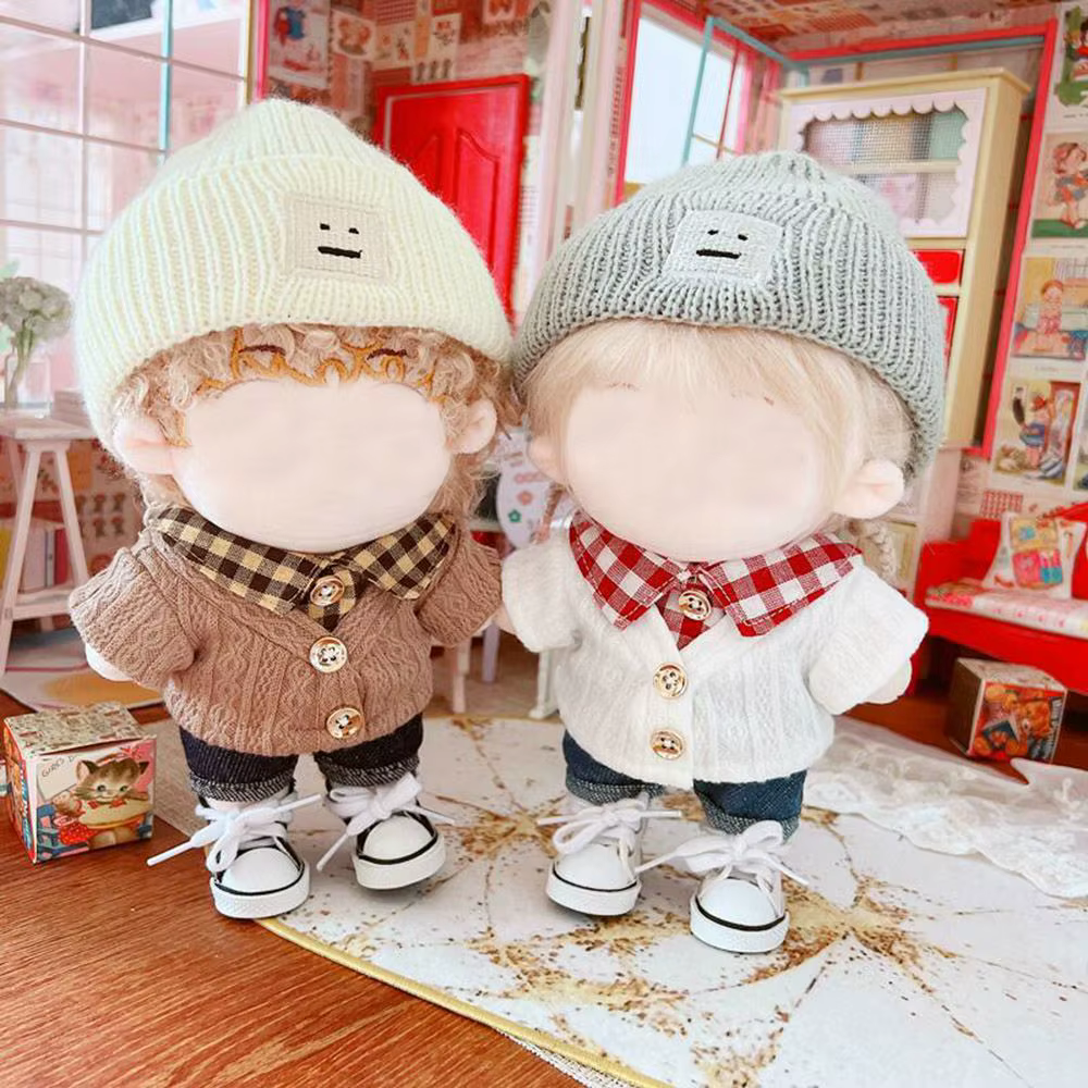 Ropa para muñecas de 20 cm Idol – Conjunto top y abrigo a cuadros - imagen 3