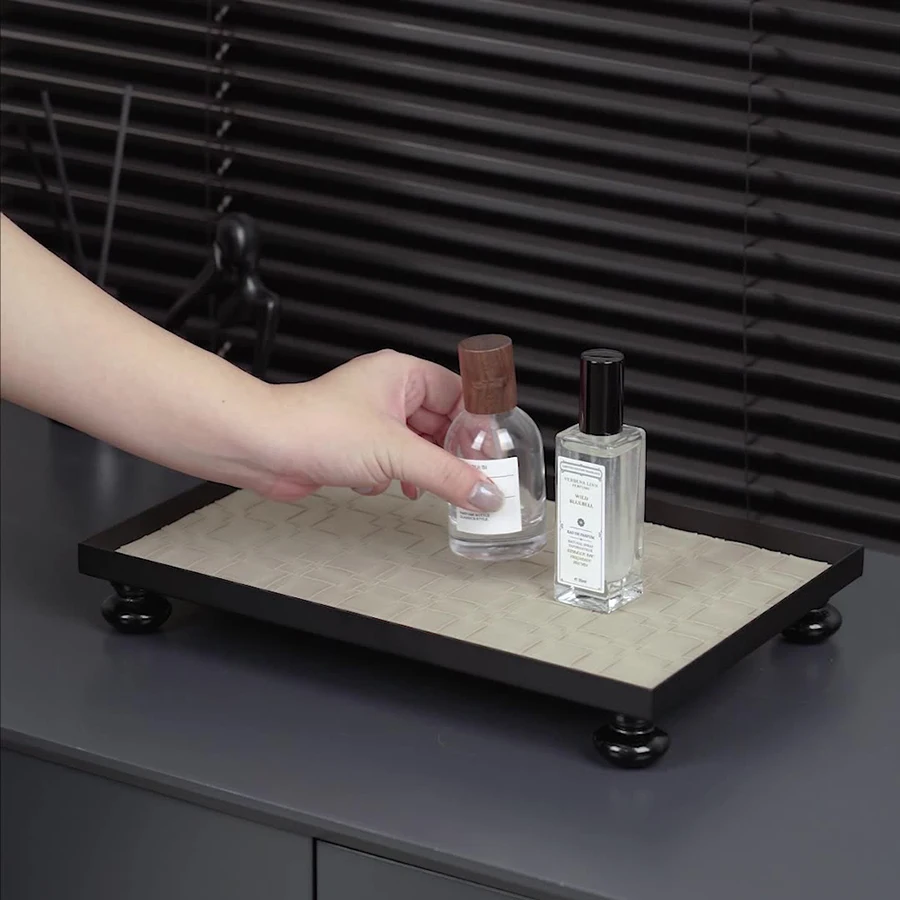 Organizador de baño nórdico de metal y cuero para joyas y accesorios - imagen 2