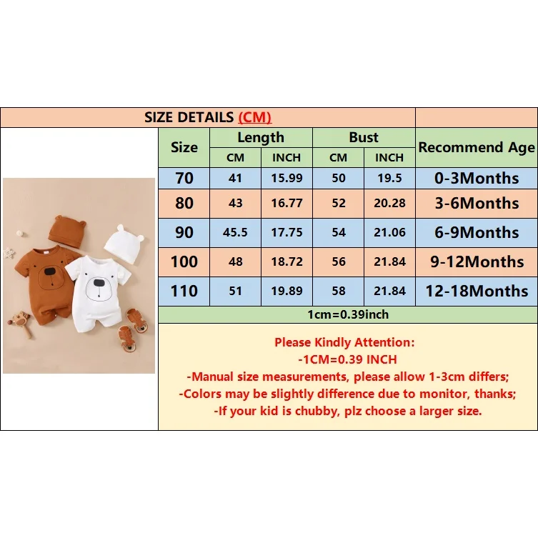 Pelele de bebé con oso y sombrero frontal