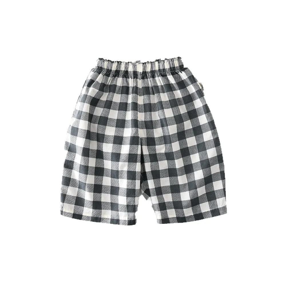 Pantalones de cuadros de verano de pierna ancha para niños - imagen 5