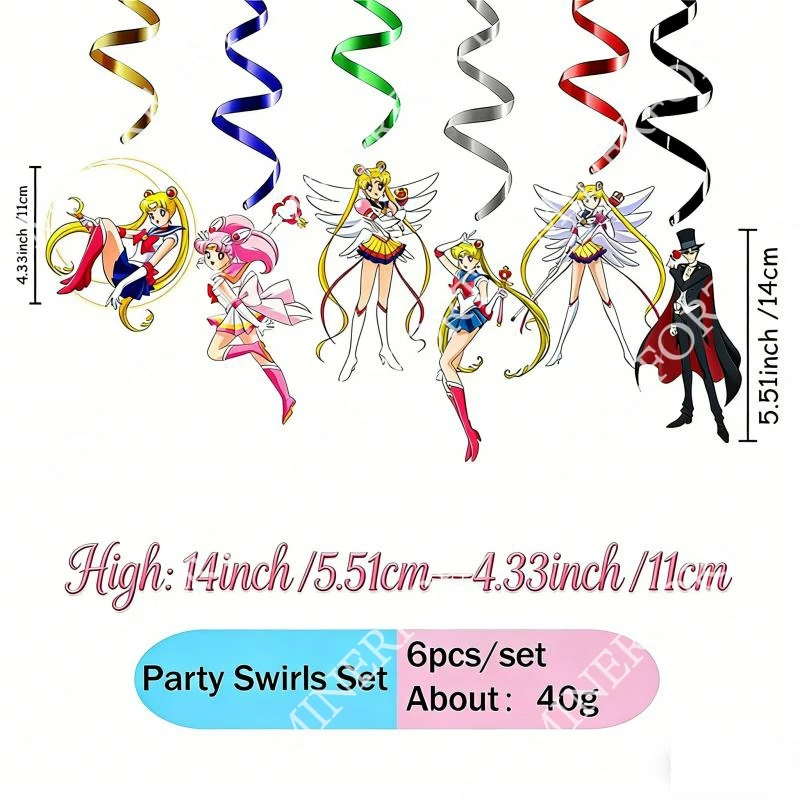 Kit de decoración Sailor Moon con diseño espiral