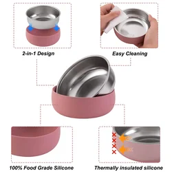 Set baberos acero inoxidable y silicona para bebé - Libre de BPA