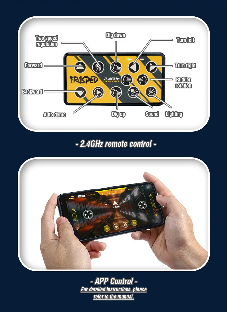 Excavadora RC con control remoto para niños, camión de juguete - imagen 5