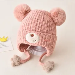 Gorro bebé lana algodón protege oídos en otoño invierno