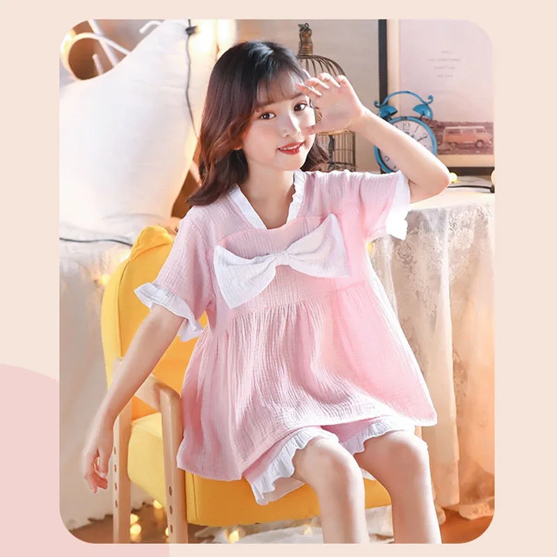 Pijama de gasa algodón estilo princesa ligera para niña verano - imagen 3