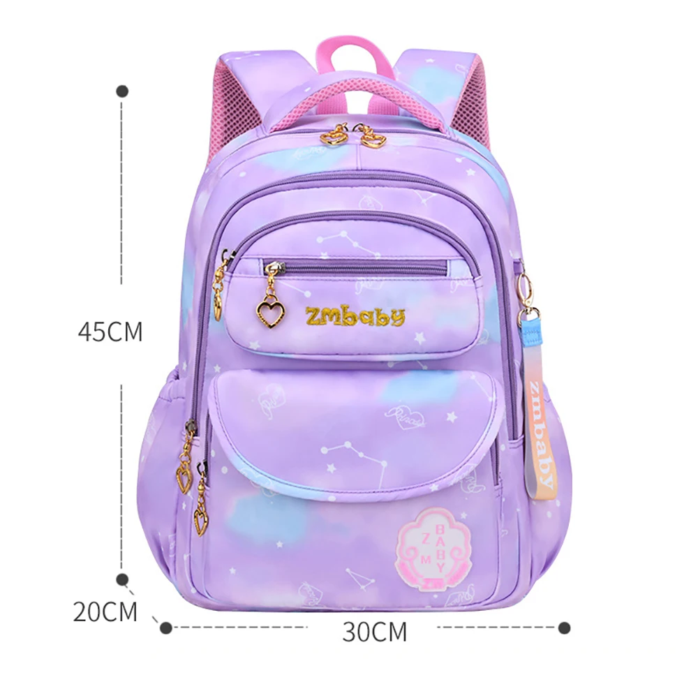 Mochila escolar impermeable de nailon con cielo estrellado para niñas