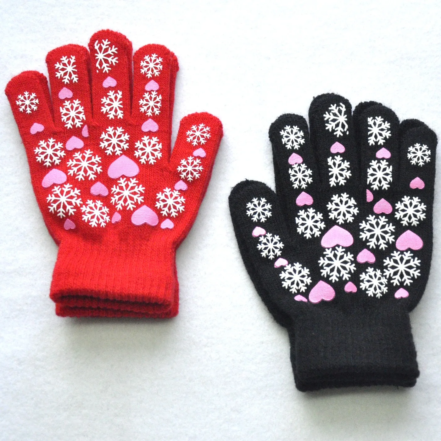 Guantes de invierno para niños 6-11 años con copos de nieve tejidos - imagen 5