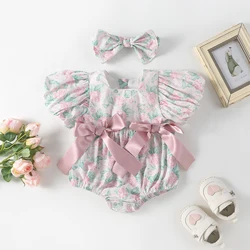 Milangel Mono floral con lazo frontal para niña