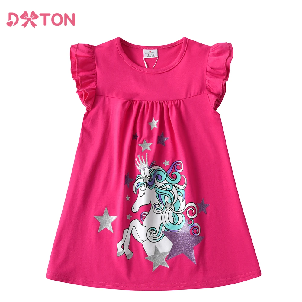 DXTON vestido de verano niña con manga volante unicornio
