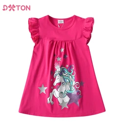 DXTON vestido de verano niña con manga volante unicornio