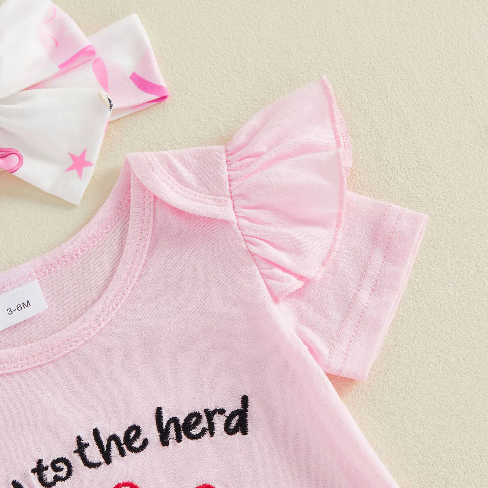 Conjunto verano bebé niña: romper manga corta y diadema vaquera - imagen 5