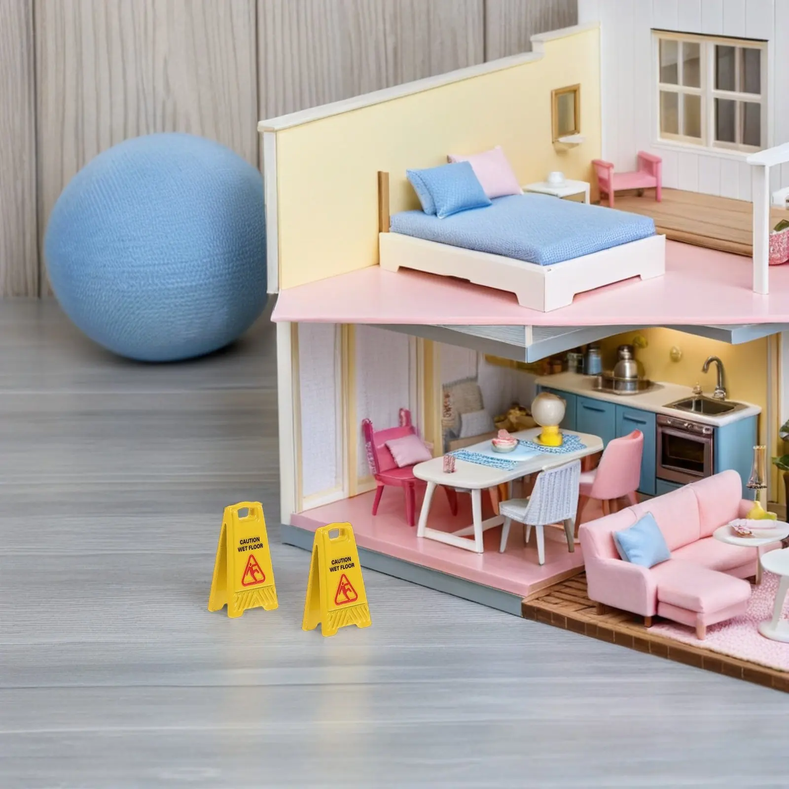 Señales suelo mojado realistas para casa de muñecas - imagen 2