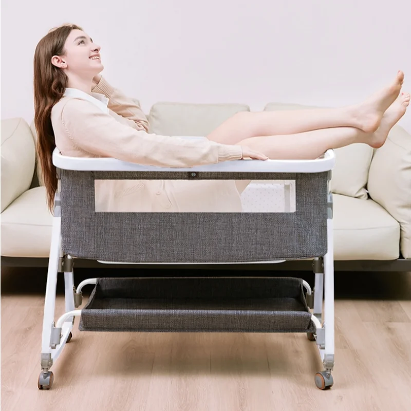 Cuna plegable portátil multifuncional ajustable alta y baja - imagen 3