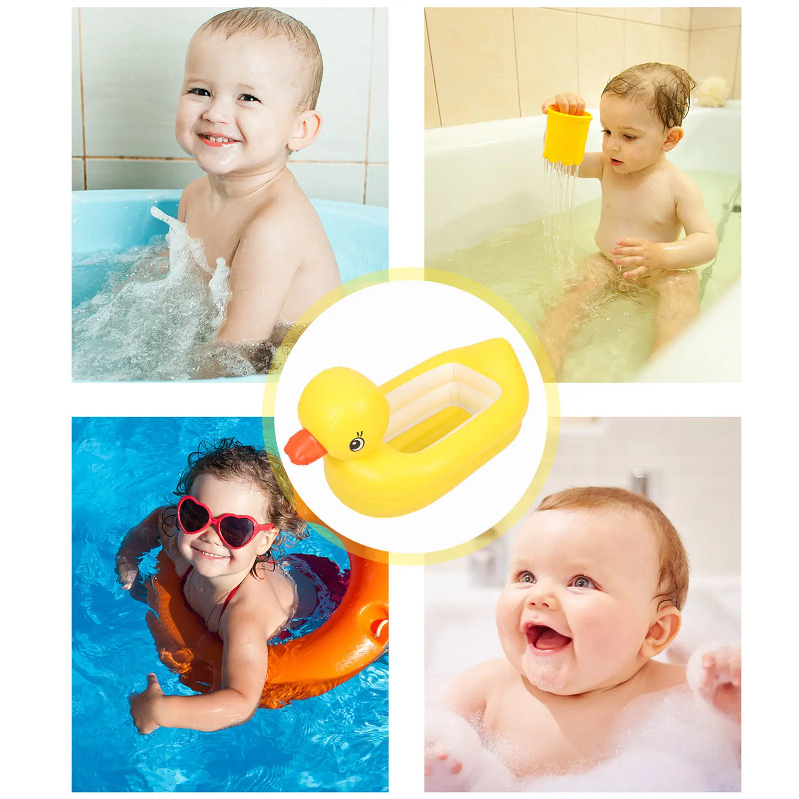 Bañera inflable antideslizante para bebés de PVC con dibujos - imagen 5