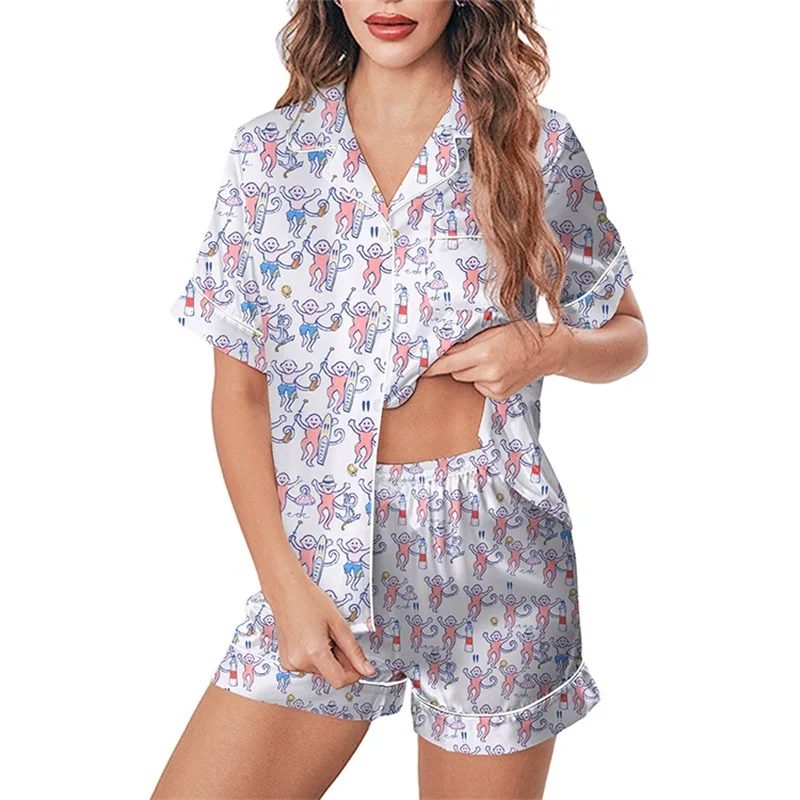 Pijama de verano estampado mono para niños – Conjunto - imagen 2
