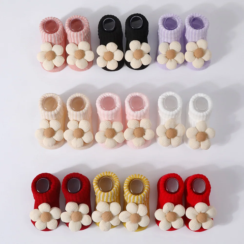Calcetines bebé flores 3D suaves para recién nacidos – Primavera
