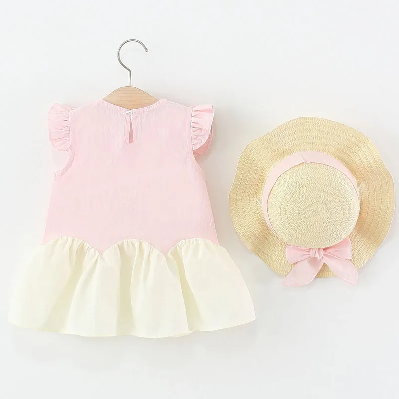 Vestido de verano de niña en algodón con sombrero solar - imagen 4
