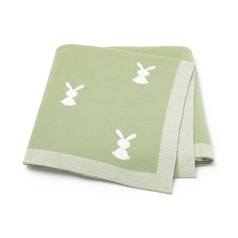 Mantas de bebé de algodón con estampado de conejo de Pascua - imagen 2
